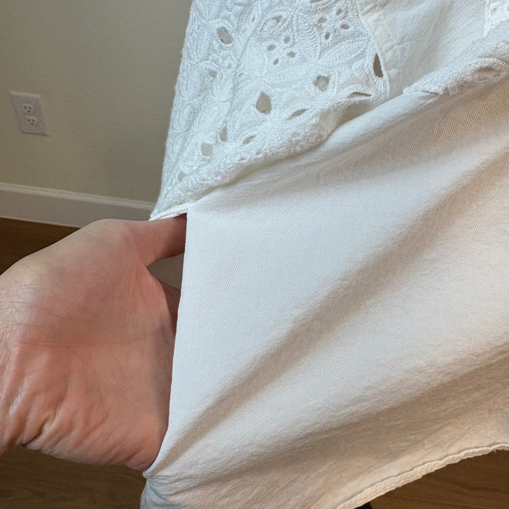 Oli & Hali Button Down Women M White Eyelet Lace Oversized Shirt Boho Festival - Picture 5 of 11